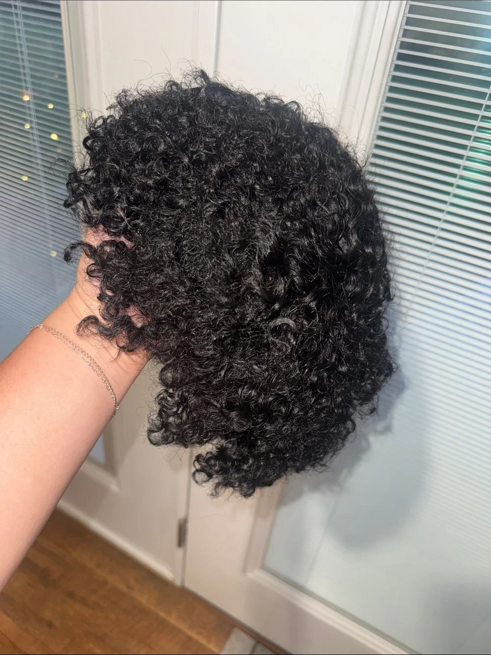 Curly Black Human Hairpiece - Natural Texture
